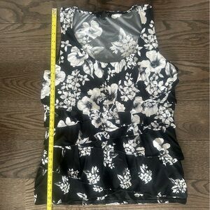 Chic Black and White Floral Layered Shirt